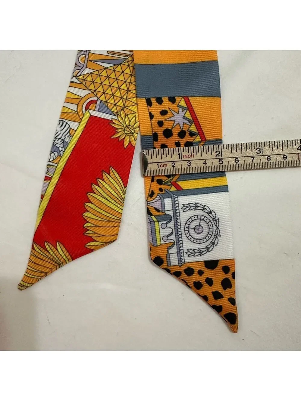 ORANGE LEOPARD CHEETAH PRINT SKINNY SCARF BAG HANDLE WRAP TIE PURSE HAIR RIBBON